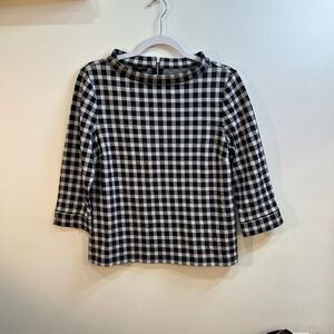 Talbots Black and White Plaid Blouse